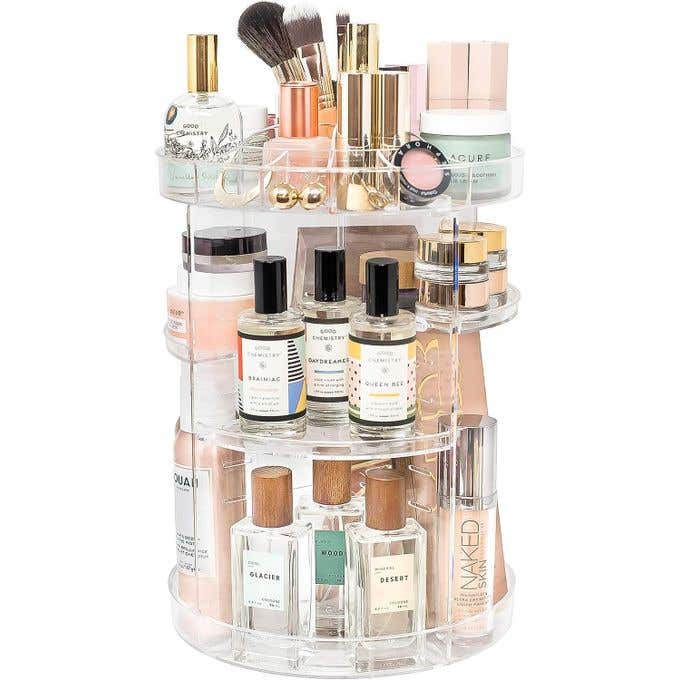 EBASKT 360-Degree Rotating Clear Acrylic Makeup Organizer