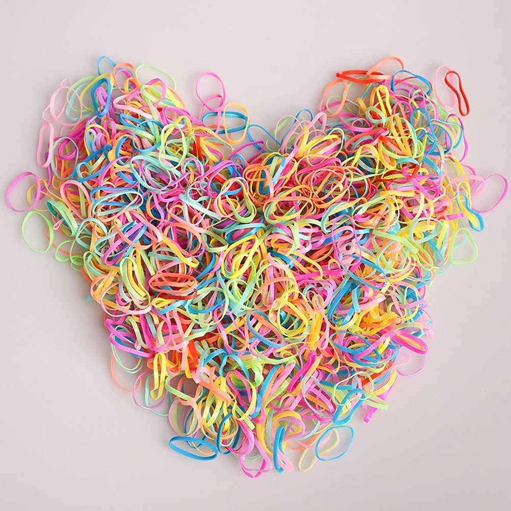 "Pengxiaomei 600 Pcs Clear Elastic Hair Ties Set with Hair Tail Tools and Storage Box - Reusable Hair Bands for Girls"