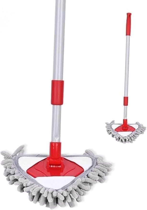 Generic Microfiber Triangle Mop with Retractable Handle - Red/Grey
