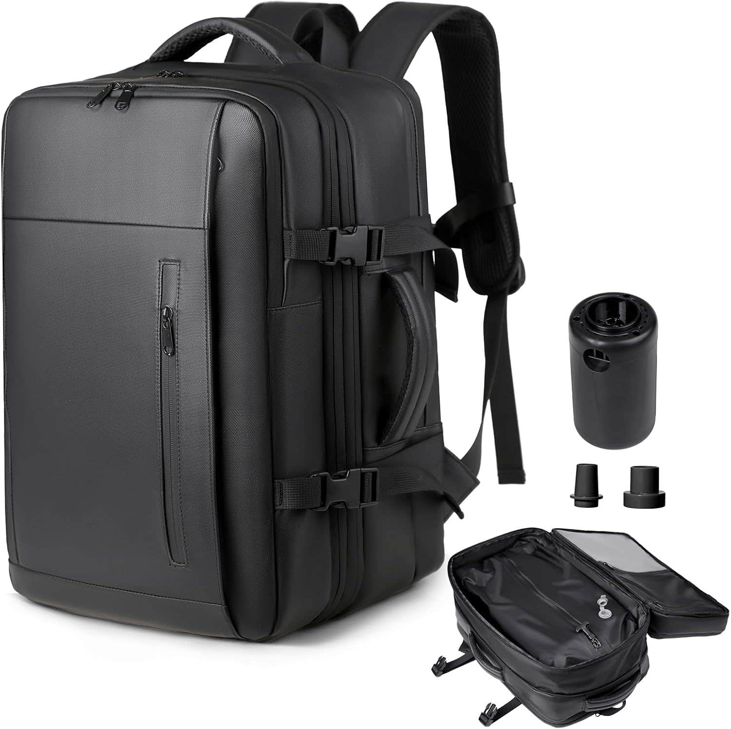 Venchin Travel Backpack with Vacuum Pump, 35L-55L Air Compression, 45x36x20 cm  - Black