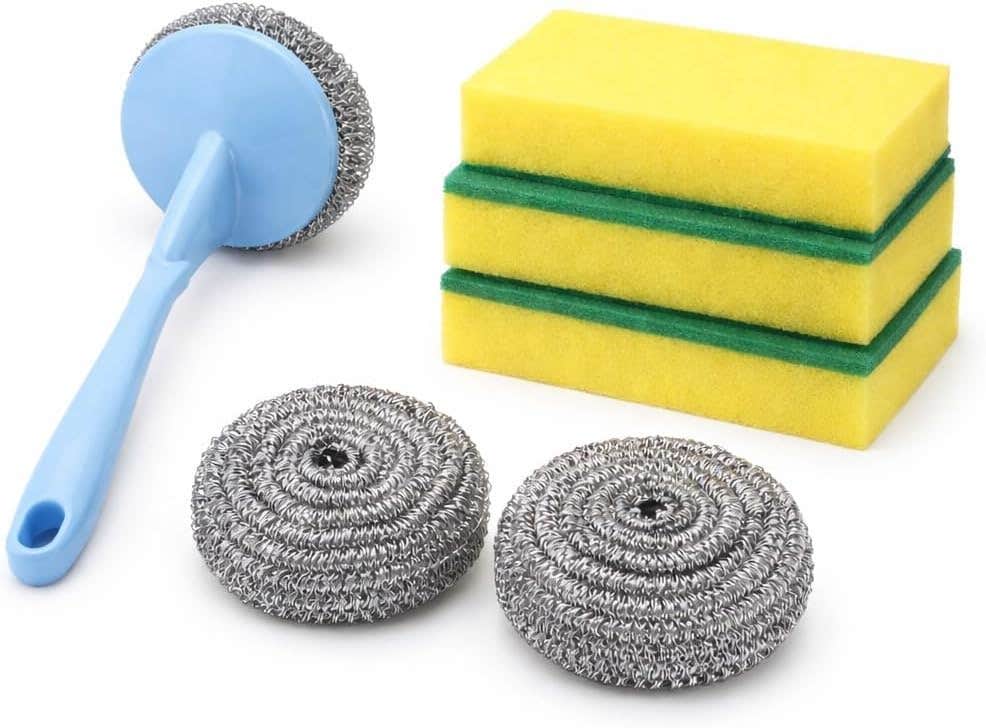 Stainless Steel Dish Scrubber Set - 6 Pcs Kitchen Cleaning Tool