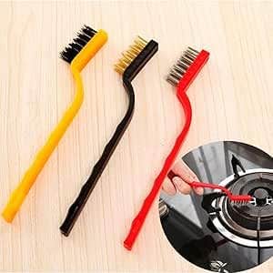 3-Piece Wire Brush Mini Set - Brass, Nylon, Stainless Steel - Rust, Grime, Paint Removal - Multi-Purpose Cleaning Kit