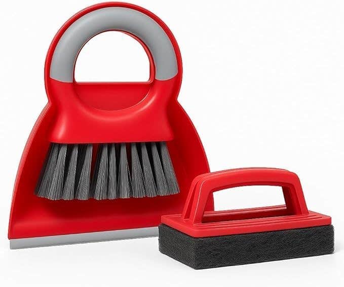 Broom and Dustpan Set with Handheld Brush, Compact Sweeping Kit for Kitchen and Bathroom, Wall and Floor Cleaner, Space-Saving Mini Dustpan for Home