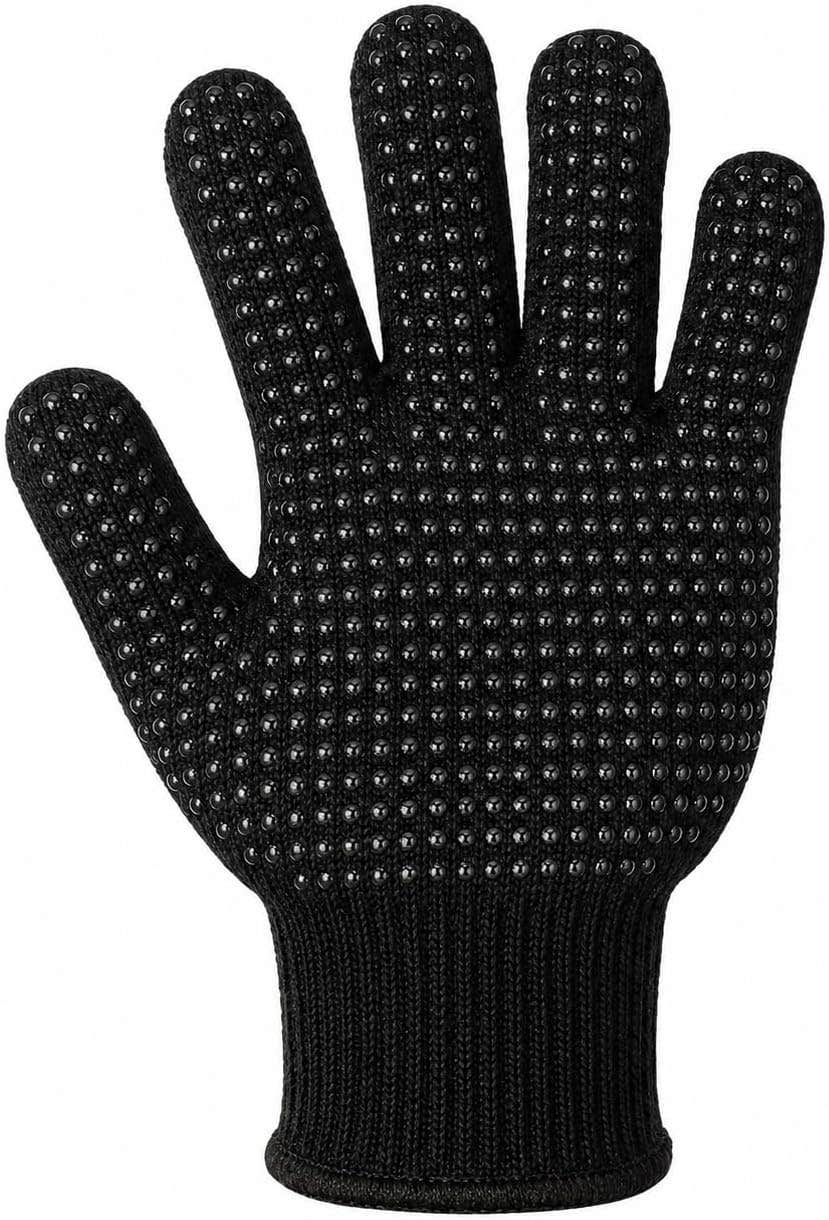 Glove Heat Resistant for Hair Styling with Silicone Grip Dots, Non-Slip Flexible Protective Mitt for Curling Iron, Flat Iron, Hair Straightener and Hot Styling Tools Black