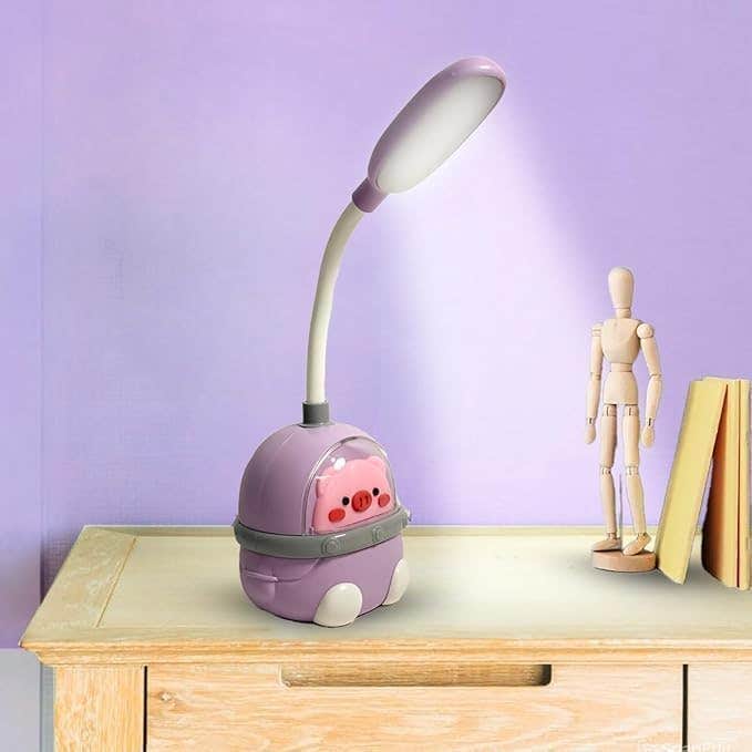 Desk Lamp LED Table Lamp Foldable Study Light With Cartoon Design Dual Brightness 2 Level Switch Adjustable Strong And Low Light Modes For Bedroom Office Kids Room, NO.CS326 (Purple)