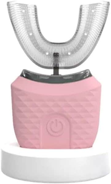 Automatic Ultrasonic U-Shaped Toothbrush, 360° Cleaning, 3 Modes, Whitening - Pink