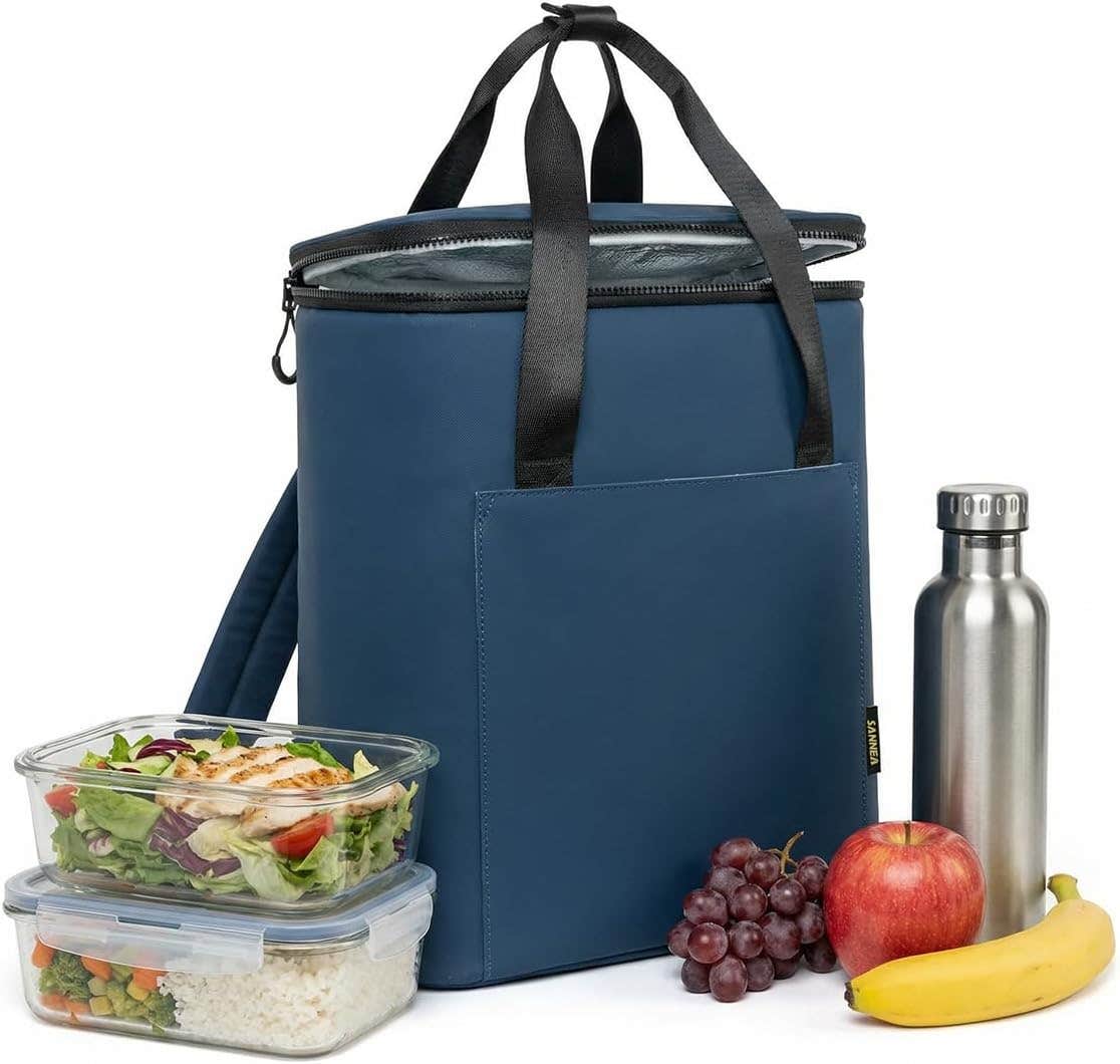 Generic 15L Dark Blue Thermal Insulated Lunch Bag with Adjustable Shoulder Strap