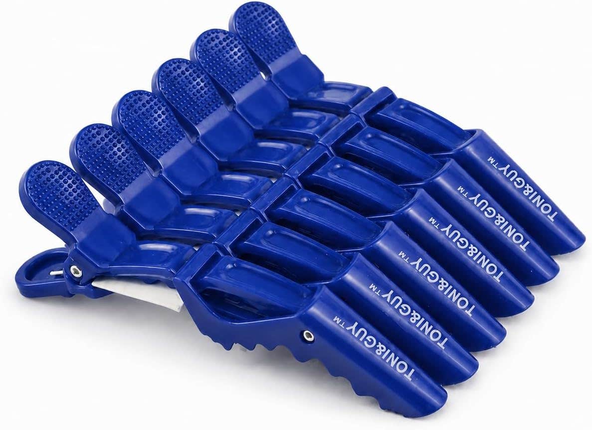 Professional Hair Sectioning Clips with Double Hinge Design, 6-Piece Set - Blue