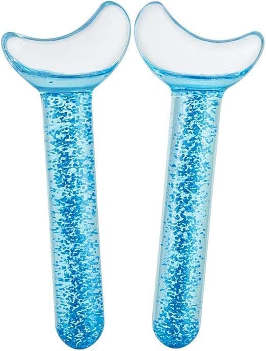 Ice Globes for Face Massage, Facial Cooling Tools for Puffiness Relief, Freezer Safe Extra Thick Glass Beauty Globes for Daily Skin Care, DRS-388 (Blue)
