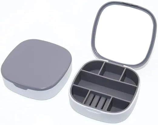360 Rotating Jewelry Box Organizer with Mirror - White, Compact Travel Storage Case for Rings, Necklaces, Bracelets, Earrings - Anti-Slip Compact Holder