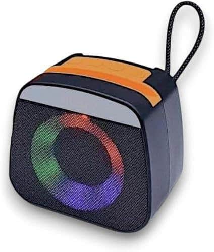 Generic Bluetooth Speaker Portable 5W with LED Light, Wireless Mini Music Player - Black & Orange