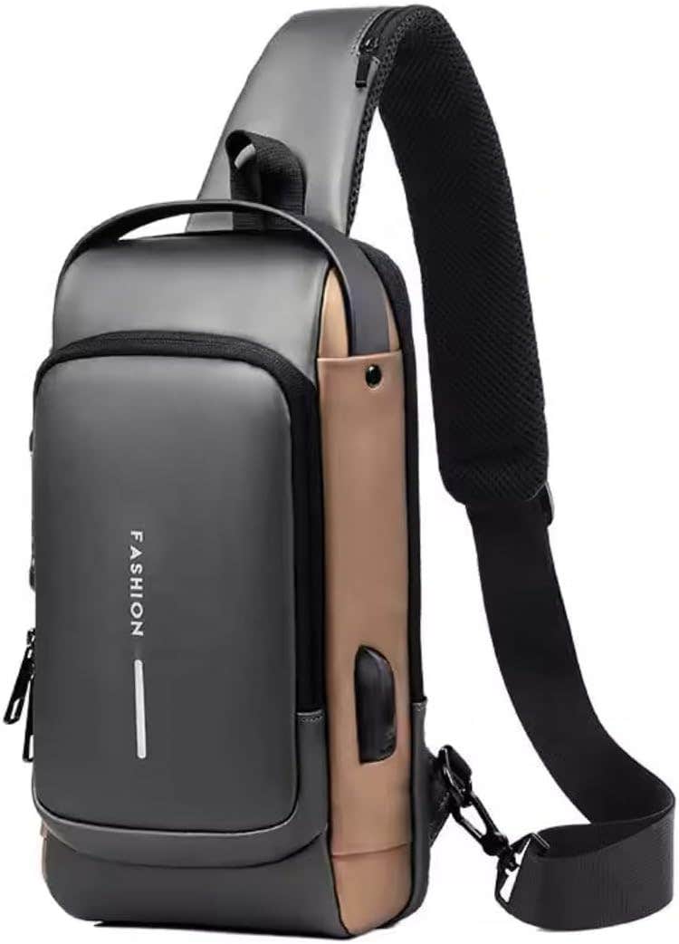 Anti-Theft Crossbody Sling Bag with USB Charging Port - Waterproof Chest Bag for Men & Women