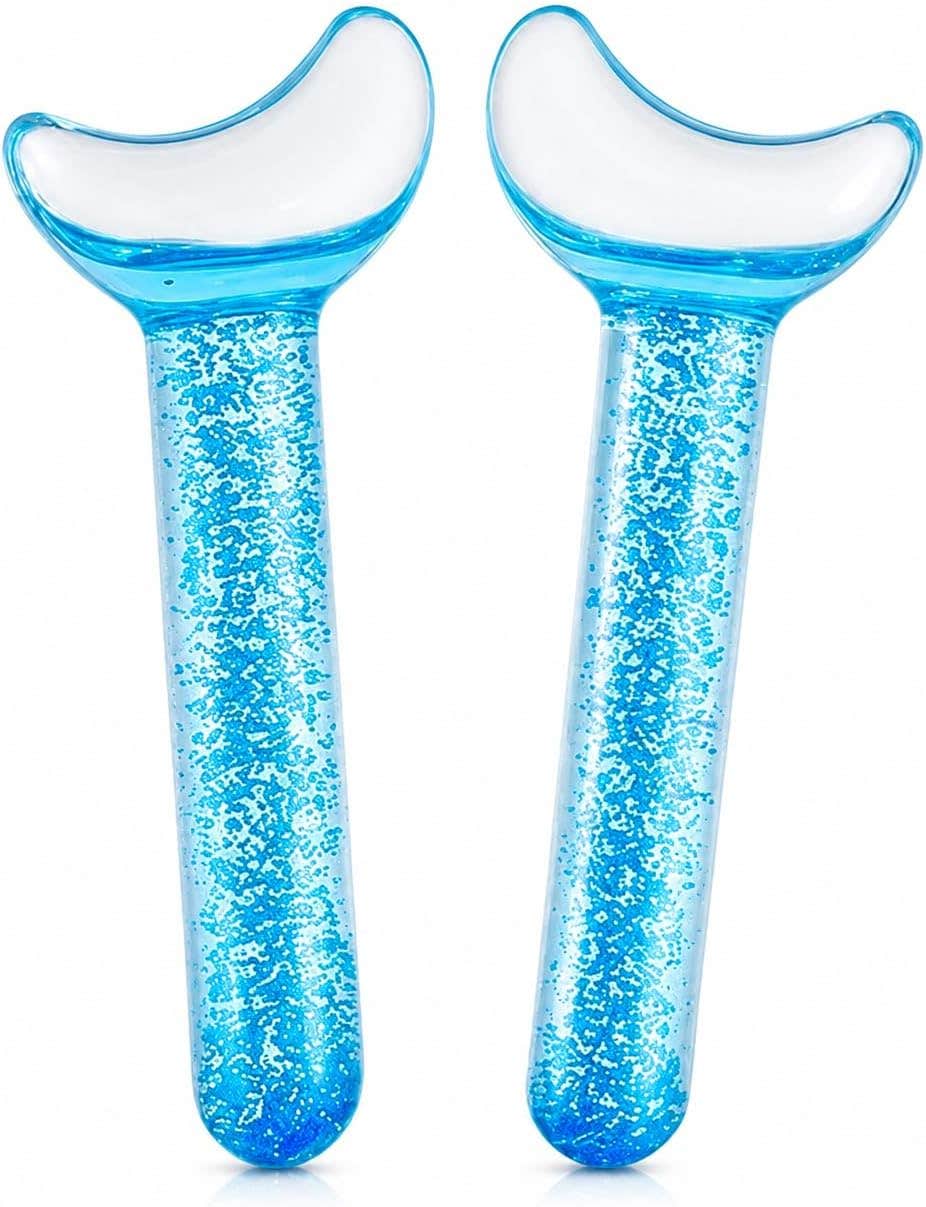 Ice Globes for Face Massage, Freezer Safe Extra Thick Glass Facial Cooling Tools for Eyes, Cheeks and Neck, Reusable Skin Care Massager for Daily Beauty Routine