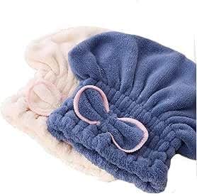 Hair Towel Wrap Microfiber Quick Dry Turban Cap 2 Pack For Women Long Hair Super Absorbent Striped Hair Drying Towel Shower Head Wrap (MultiColor)