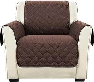 Brown Polyester Recliner Slipcover Non Slip Washable Chair Cover - Furniture Protector - 180x115x50 cm