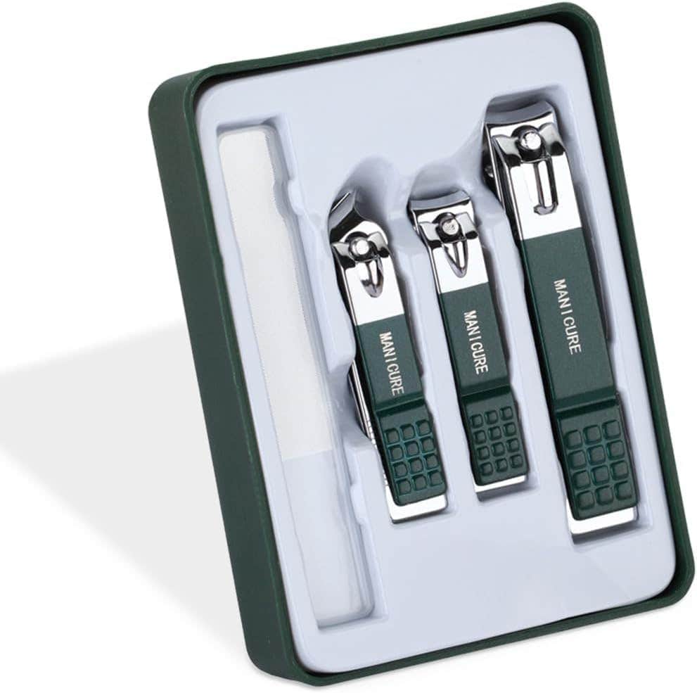 Stainless Steel Manicure & Pedicure Set, 4-Piece Nail Clippers Kit - Green