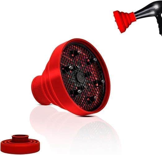 Hair Universal Diffuser Silicone Folding Hairdryer Attachment For Curly And Wavy Hair Styling Portable Foldable Blow Dryer Diffuser Fits Most Hair Dryers (Red)