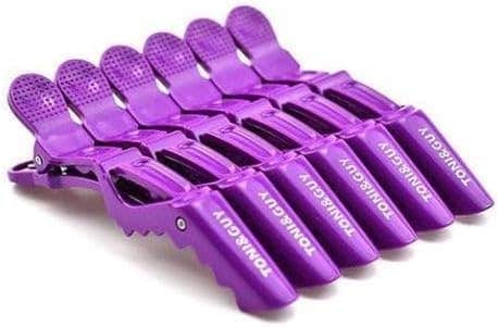 Hair Clips for Styling, 6 Pieces Professional Hair Sectioning Clips with Double Hinge Design, Anti-Slip Salon Hair Clamps for Cutting, Blow Drying, Curling and Hair Styling (Purple)