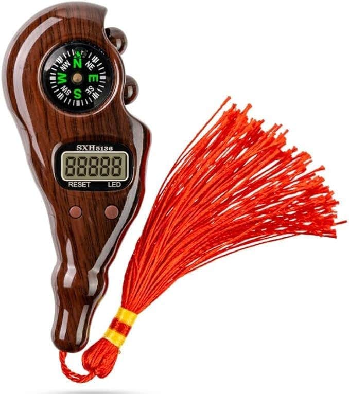 Digital Tasbih Counter With Compass And Night Light – Electronic Rosary Beads Prayer Finger Counter Portable Bead Counter With LED Screen For Zikr Dhikr Misbaha (Brown)