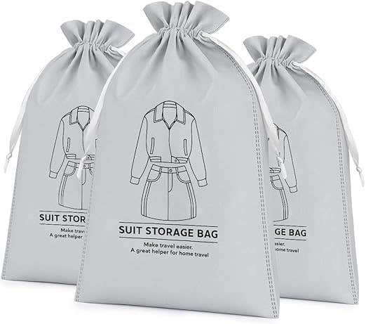 Travel Bag Suit Storage Organizer Set 3Pcs Clothes Packing Pouch Dustproof Luggage Bags for Men Women Towels Socks Suitcase Organizer 35x47cm (Beige)