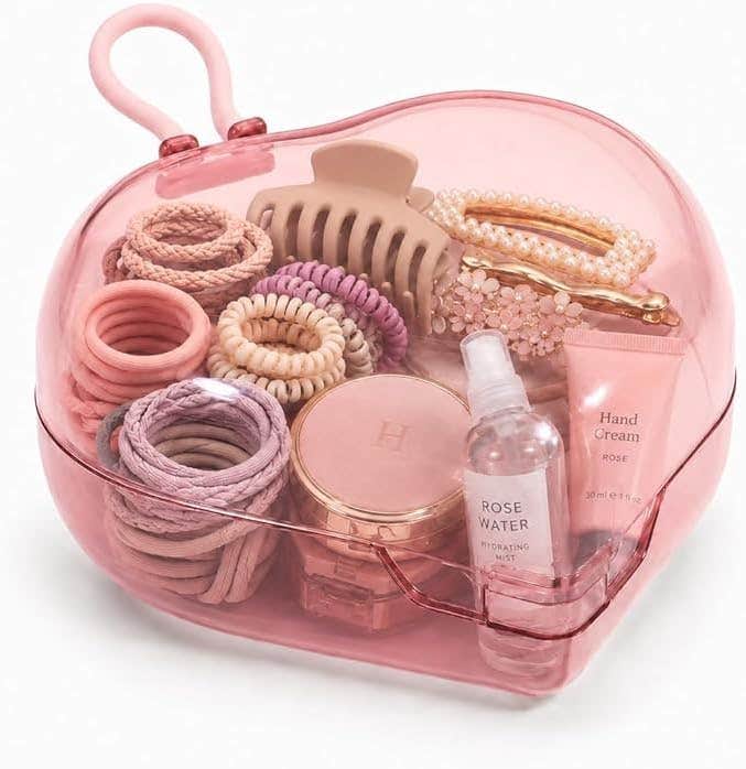 Jewelry Box Organizer for Women, Travel Jewelry Case for Rings, Earrings, Necklaces and Bracelets, Portable Storage Holder for Home, Dressing Table and Trips (Pink)