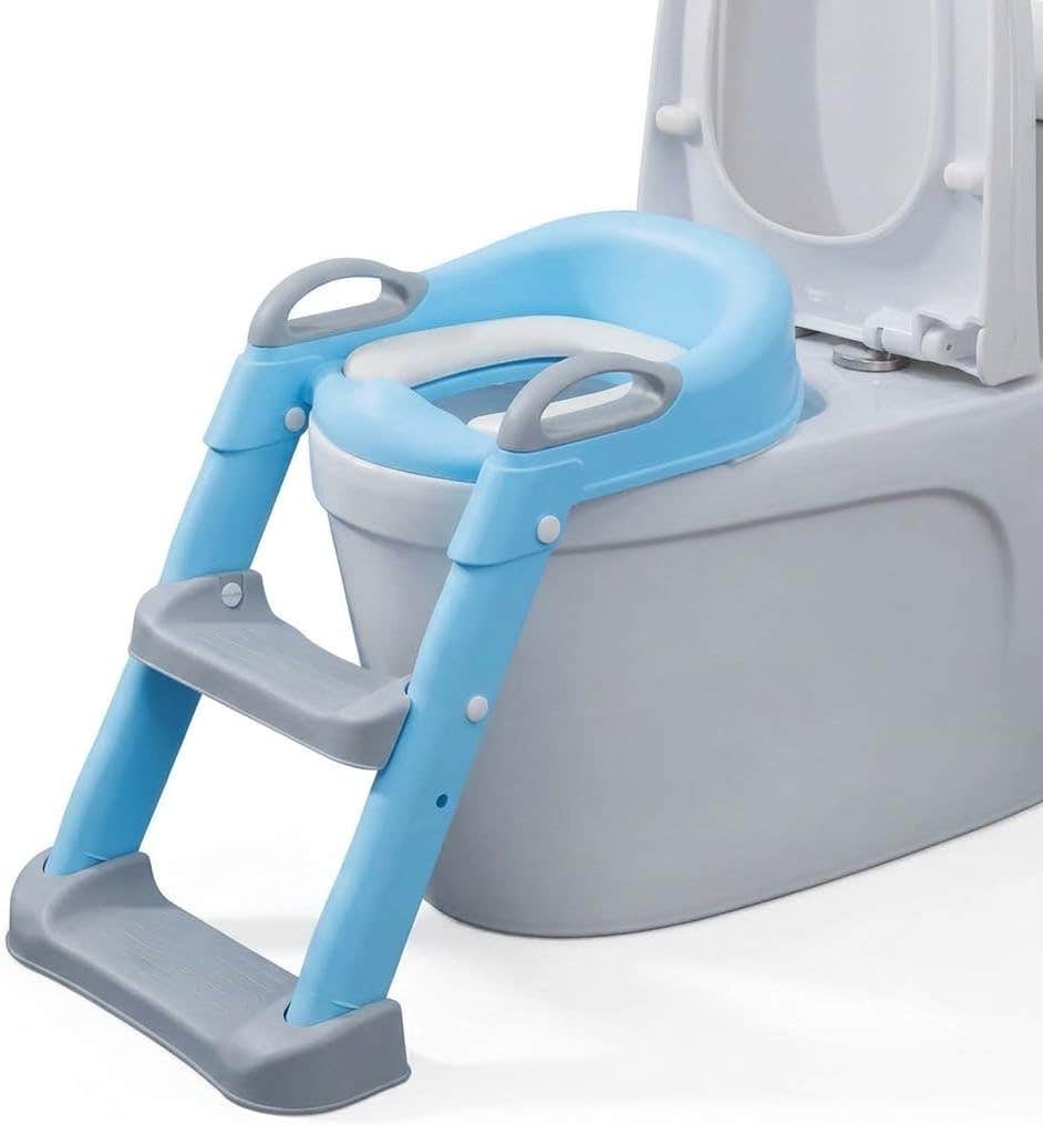 Children's Foldable Toilet Training Seat with Step Ladder | Toddlers, Integral Ladder, Side Handles, Non-slip Foots, Easy Installation