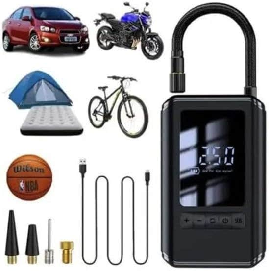 Generic Wireless Portable Tire Inflator with Electric Pump for Cars, Bicycles, and Tires