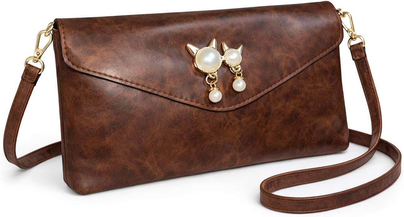 Generic Women's Pearl Trim Crossbody Handbag with Removable Strap