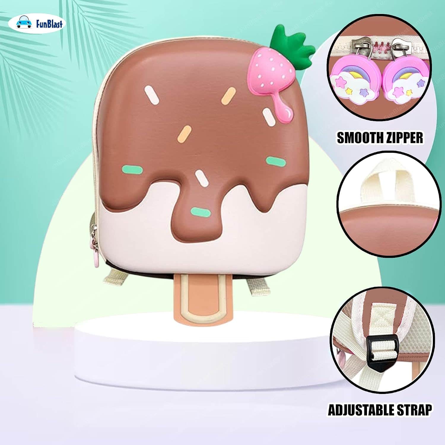 FunBlast Ice-Cream Design Bagpack for Kids - Miniature Picnic Bag - Lightweight Toddler Backpack