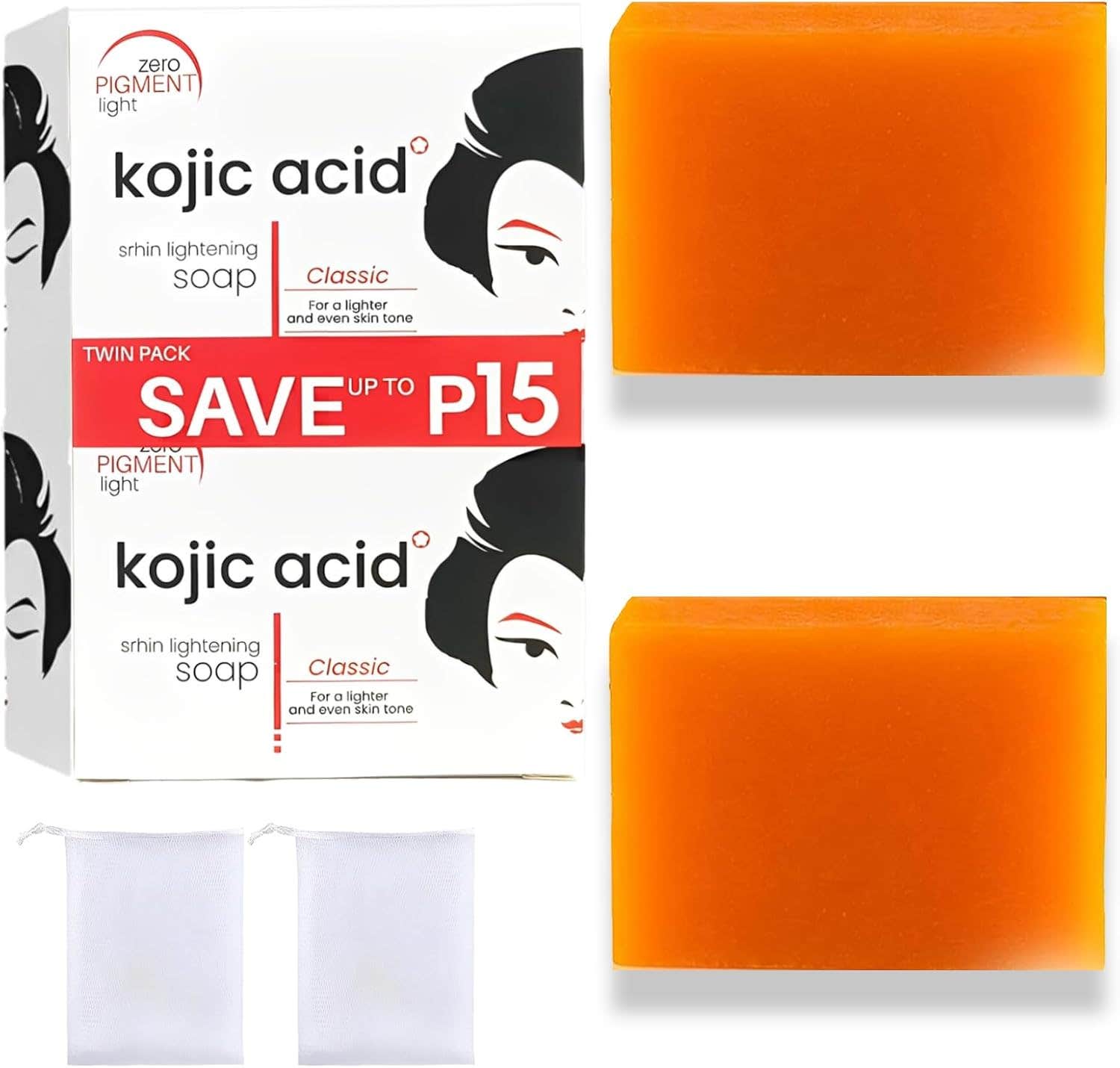 TIGcccwe Kojic Acid Soap 2 Bars x 65g - Acne & Blackhead Treatment