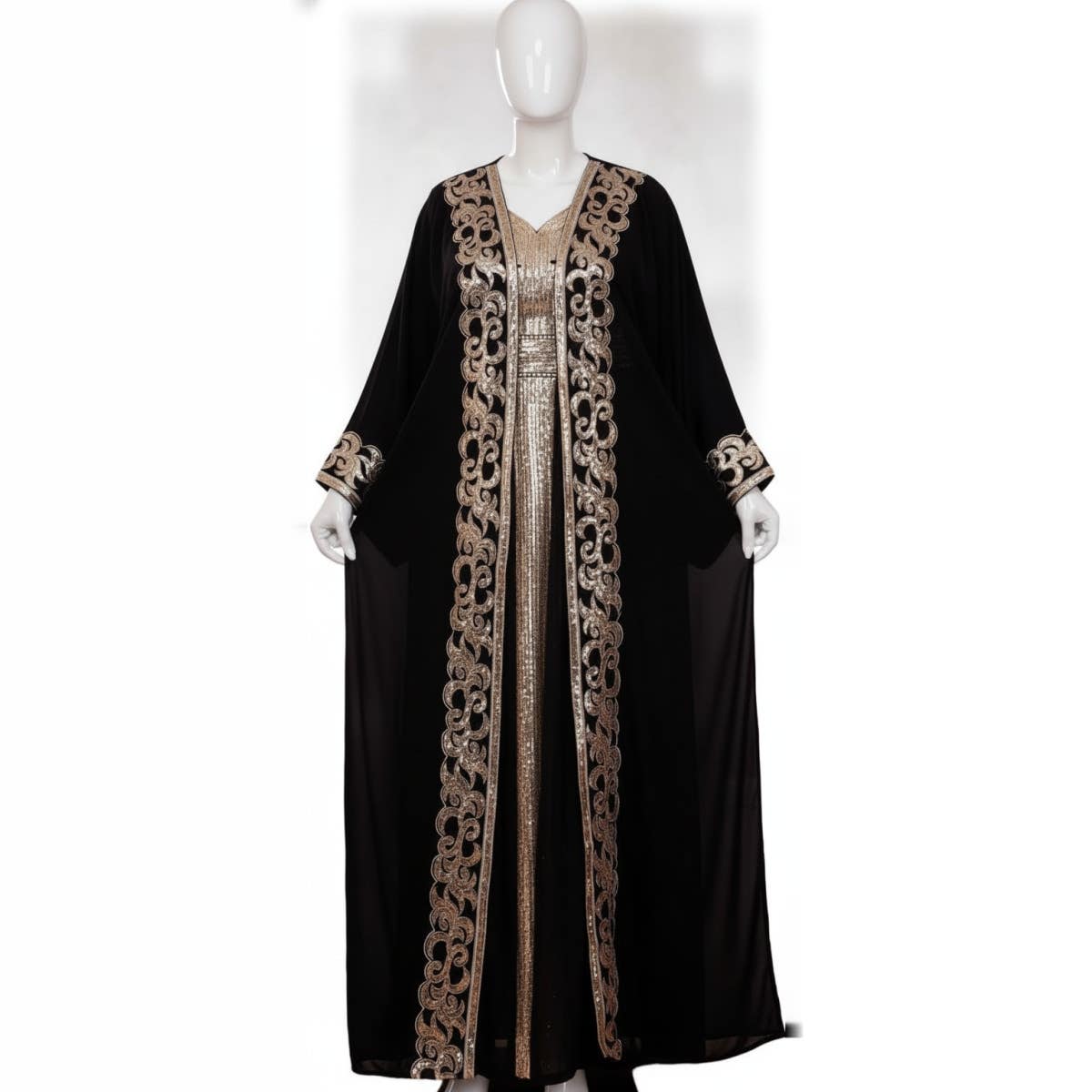 Women's Reception Abaya - Gamal Sons, Chiffon, 3-Piece