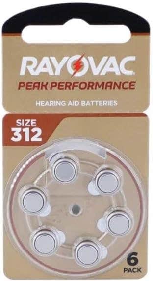Rayovac Peak Performance Hearing Aid Batteries - Size 312 (6 Count)