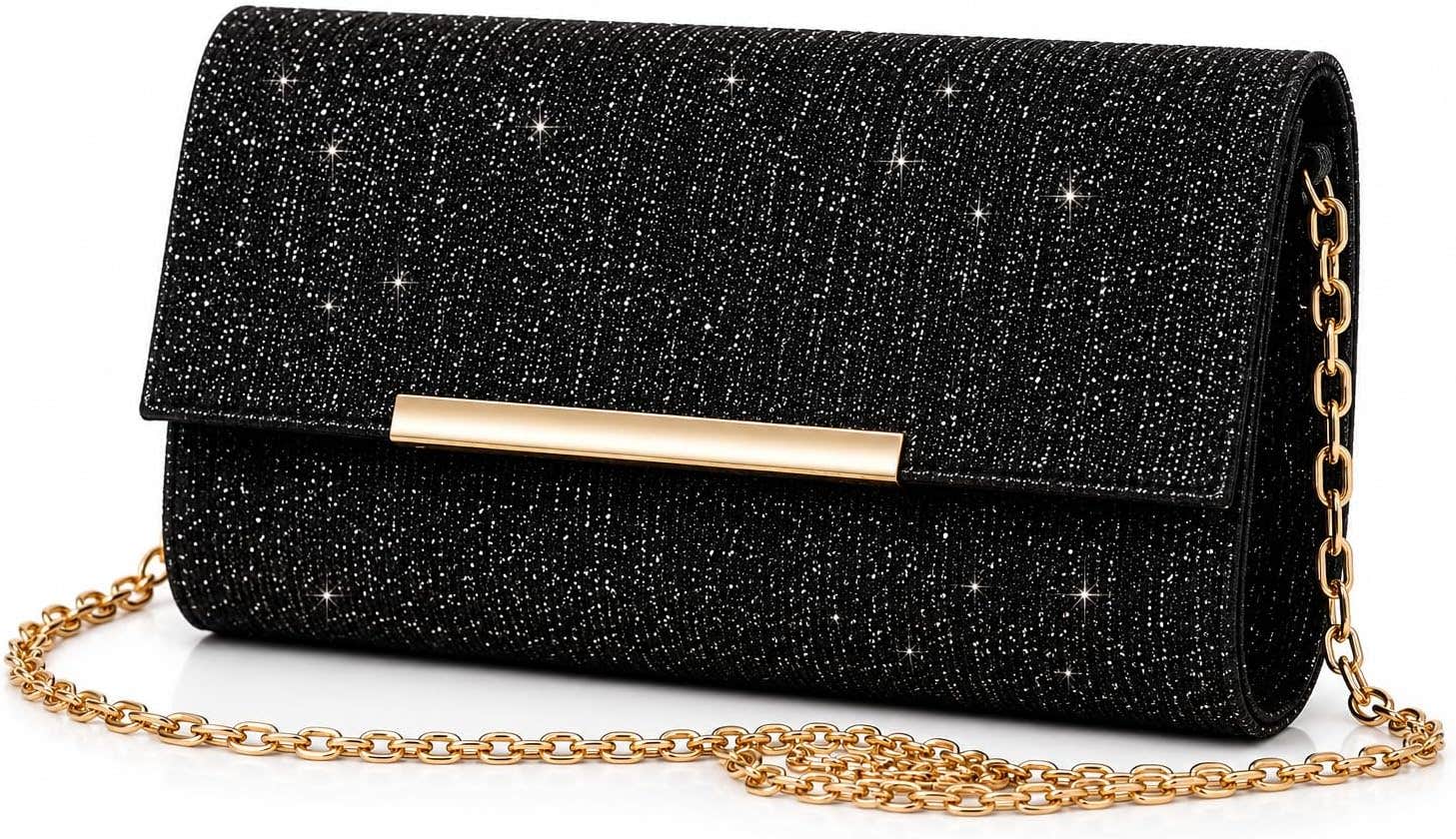 Elegant Glitter Hand & Crossbody Bag with Gold Chain - Generic Brand