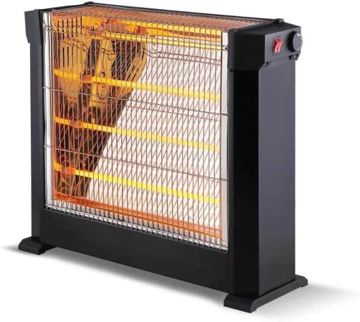 KUMTEL 2200W Electric Quartz Heater with Adjustable Thermostat & Safety Switch