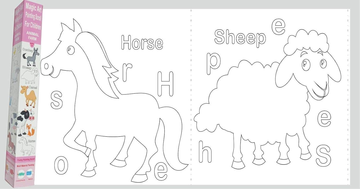 Drawing Paper Roll for Kids and Adults, Matte White Art Paper Roll, 1 Sheet, Perfect for Drawing, Drawing, Crafts and Birthday Party Gift for Kids (Farm Animals)