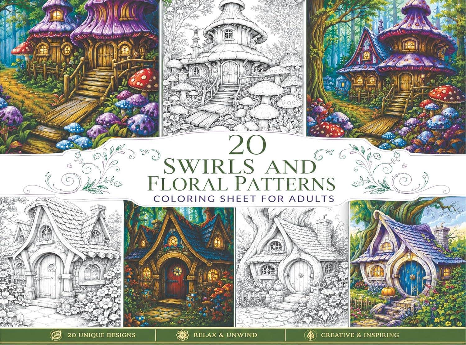 20 Coloring Pages A4 Coloring Sheets Magic Houses Magician Old Books Comfortable Reading Rooms Detailed Calligraphy Art Relaxation Stress Relief Creative Coloring Sheets Nw 433