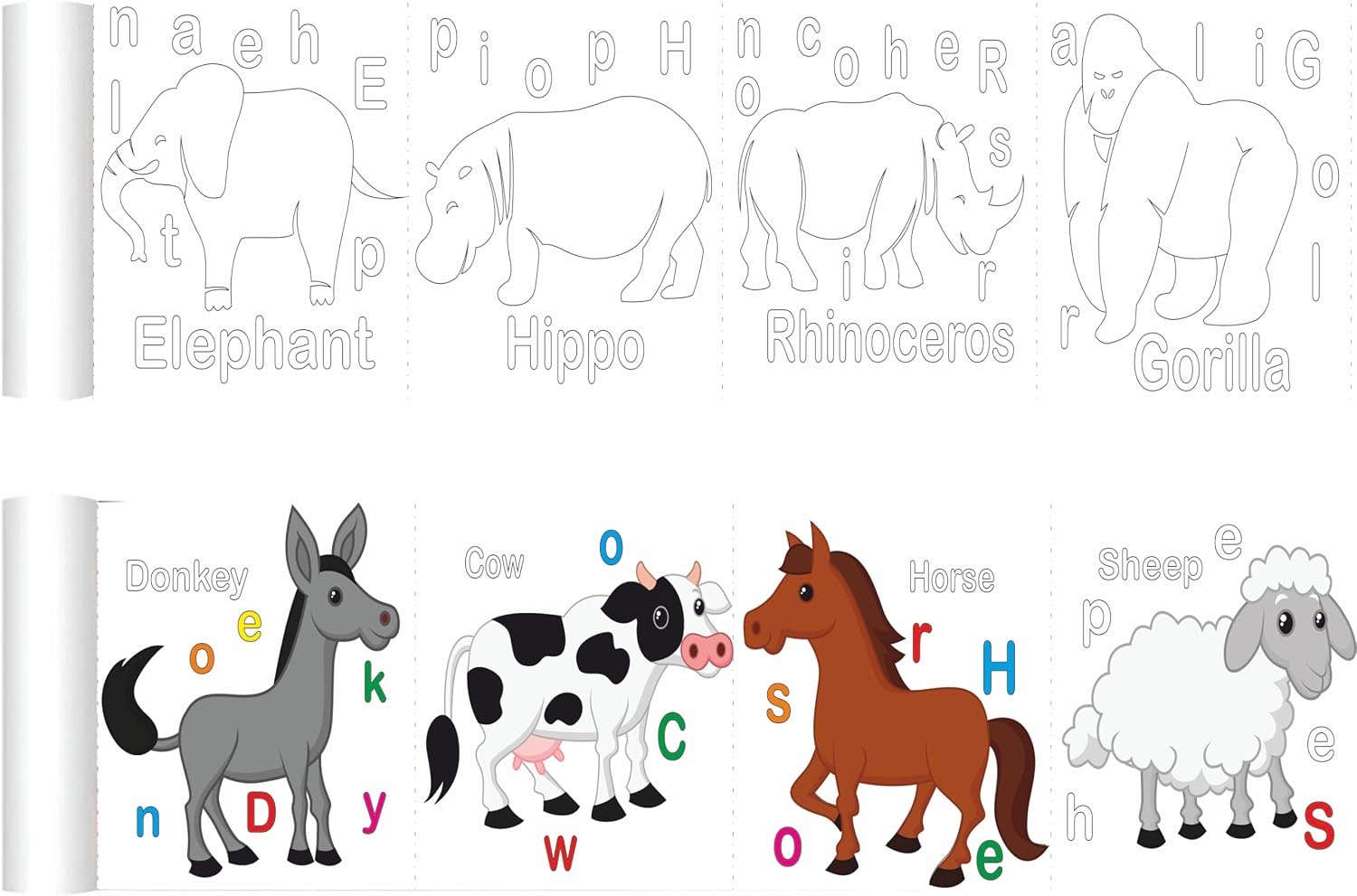 Black Horse Coloring and Drawing Paper Roll 35cm x 3m for Kids (Farm Animals)