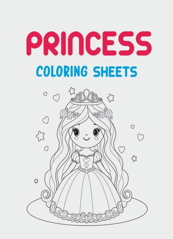 Premium Bristol A4 Coloring Sheets Set for Kids & Adults - Princesses Theme