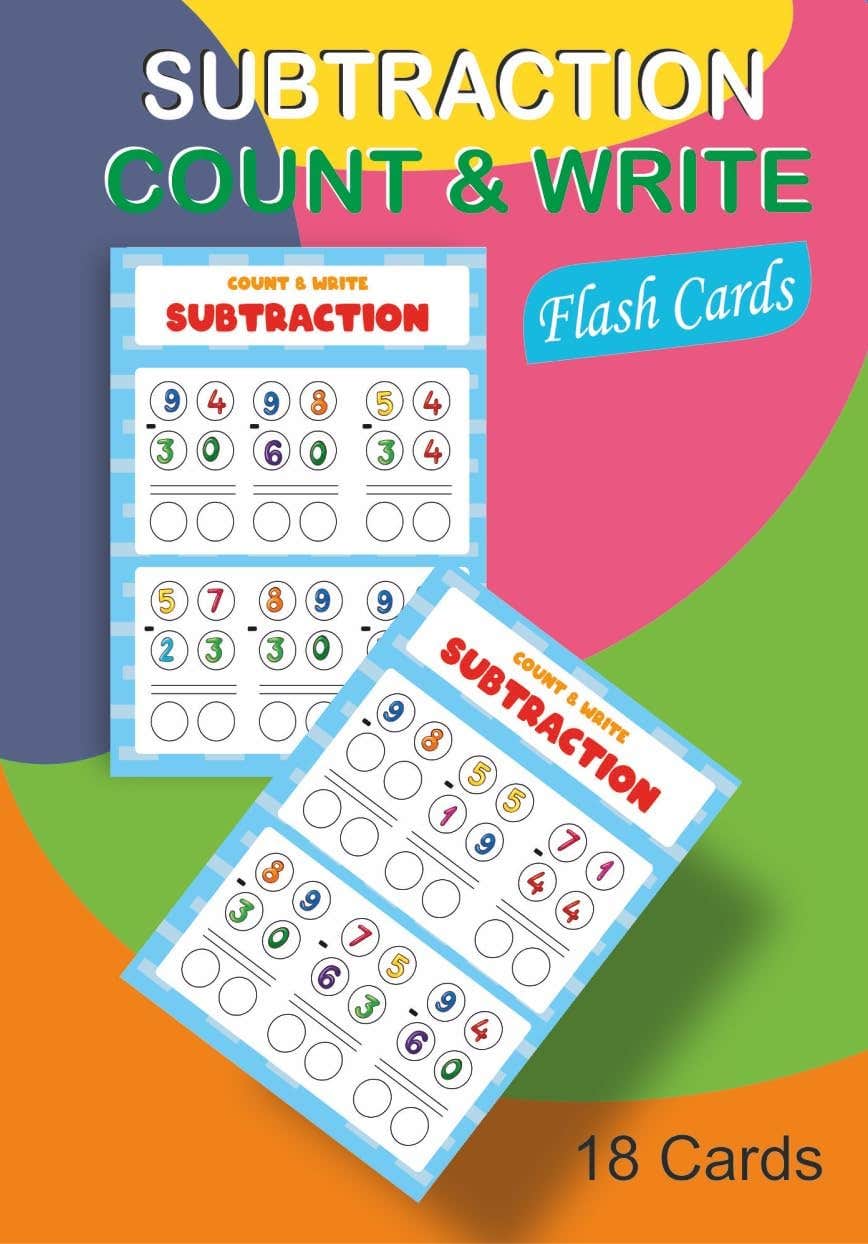 Nw 120 Multi-Use Educational Activity Cards Counting and Writing Subtraction for Developing Basic Skills and Excellence