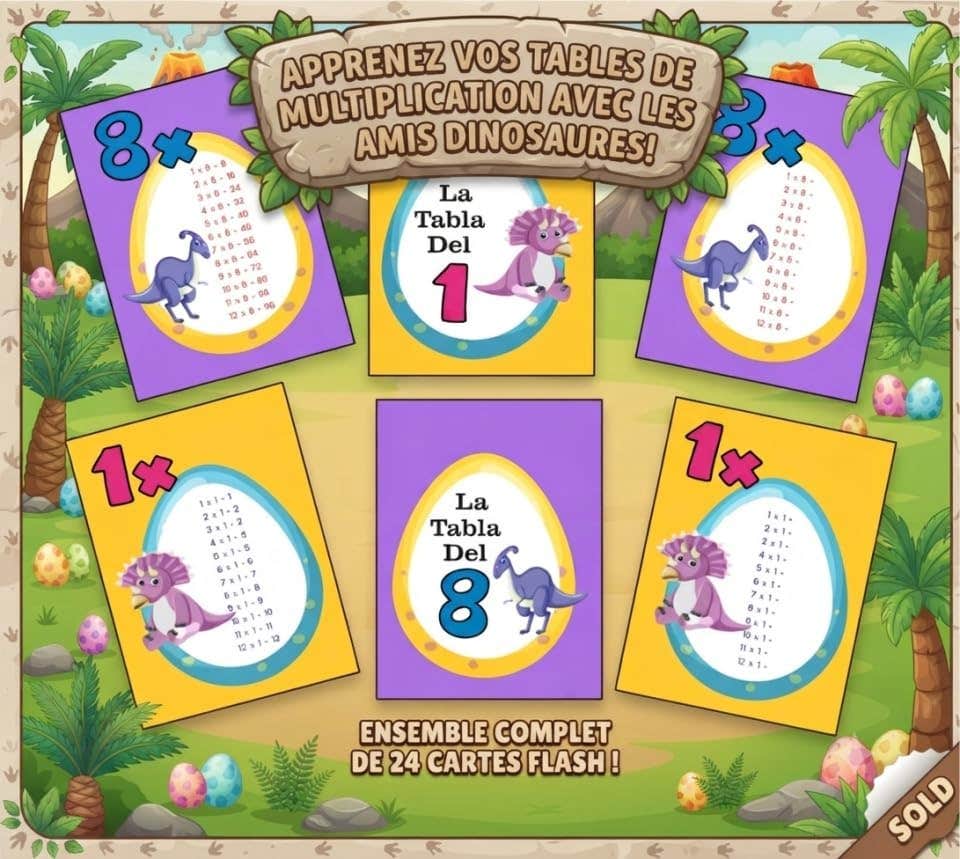 French Multiplication Table Flash Cards 24 Cards Suitable for Classrooms, Homeschooling and Individual Study Environments Nw 186