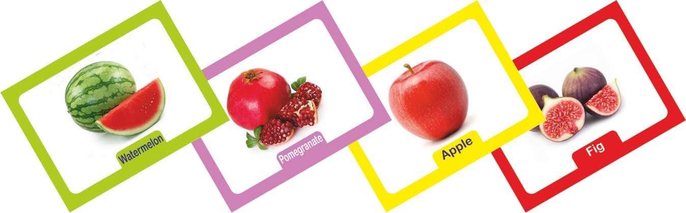 Flash Cards Flash Card "Fruit" English Language Through 20 Comic Cards .Nw 196