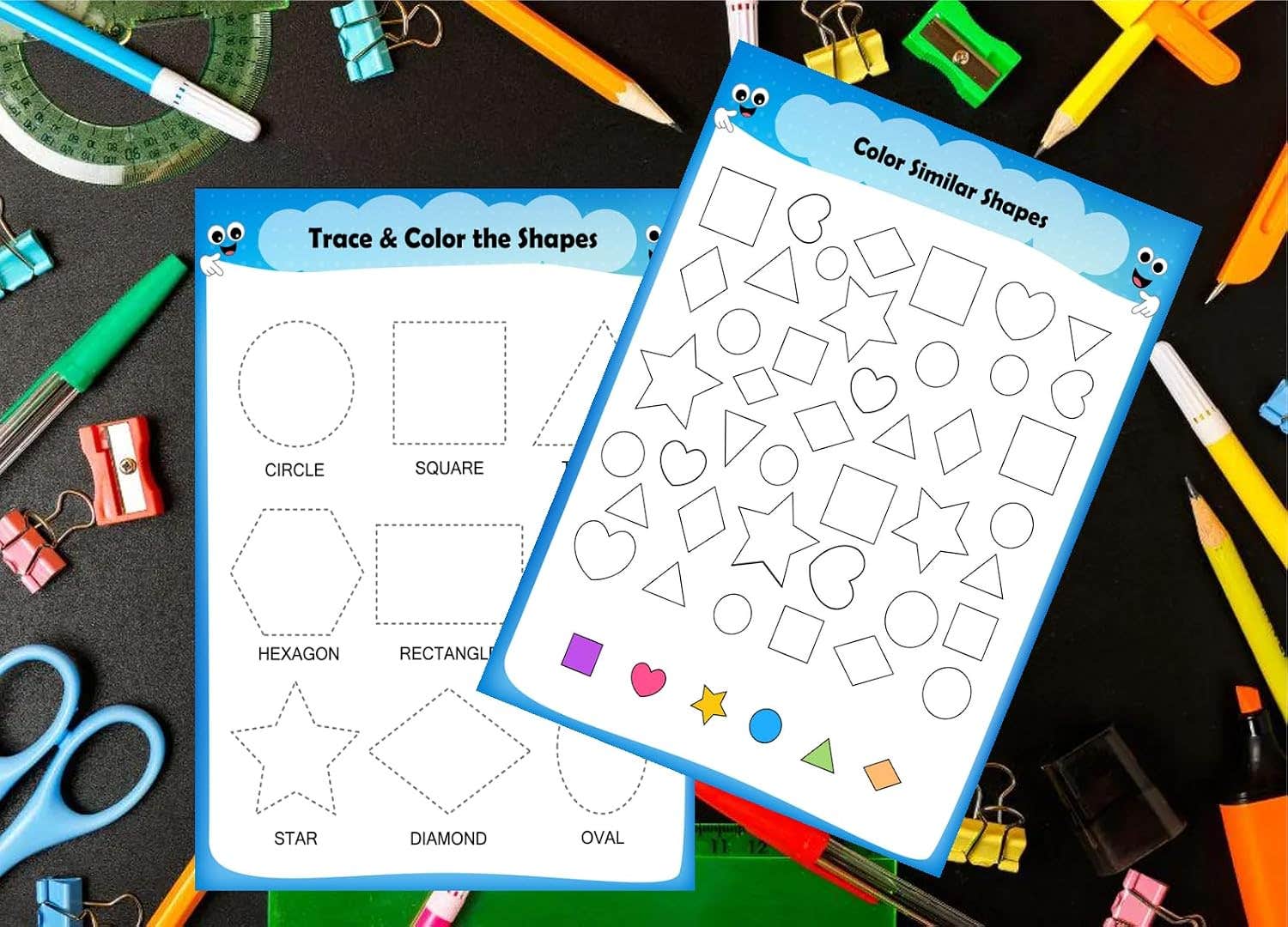 BLACKHORSE Educational Activity Cards Multi-Use Coloring Activity Cards Development Skills Visual Perception Focus Attention Nw 170