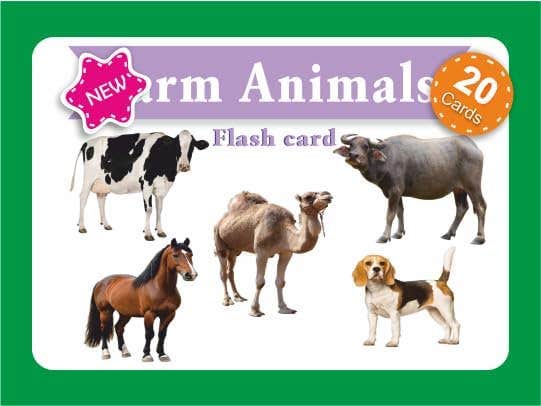 Flash Cards Educational Card " Farm Animals " English Language Through 24 Illustrated Cards. Nw 199