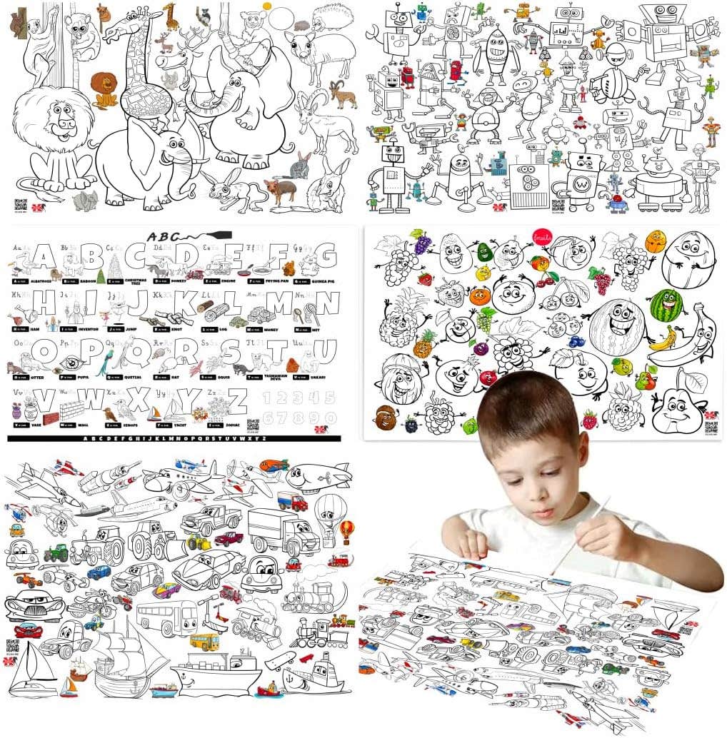 Blackhorse Activity Cards 5 Different Shapes Educational Coloring Board with Colorful Elements Multi Use Skills Development Nw 201