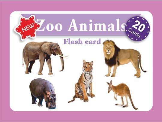 Flash Cards Flash Card "Zoo" English Language Through 20 Illustrated Cards. Nw 195