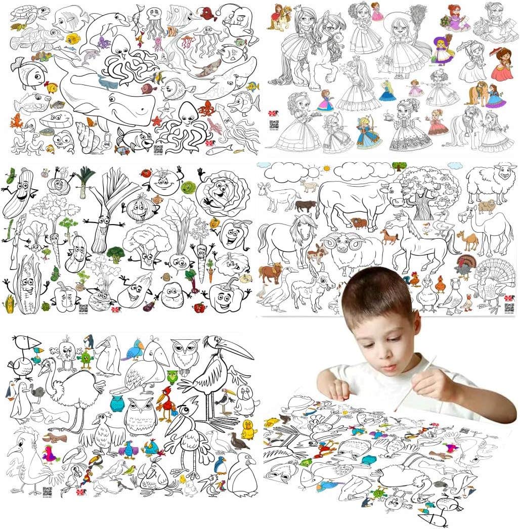 Blackhorse Activity Cards 5 Different Shapes Educational Coloring Board with Colorful Elements Multi Use Skills Development Nw 202