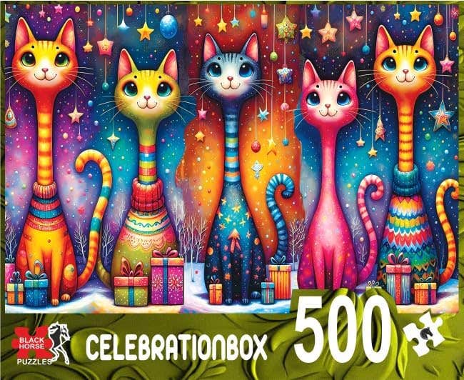 Black Horse Puzzle Dz208 500 Pieces Cats Gift Box Puzzle