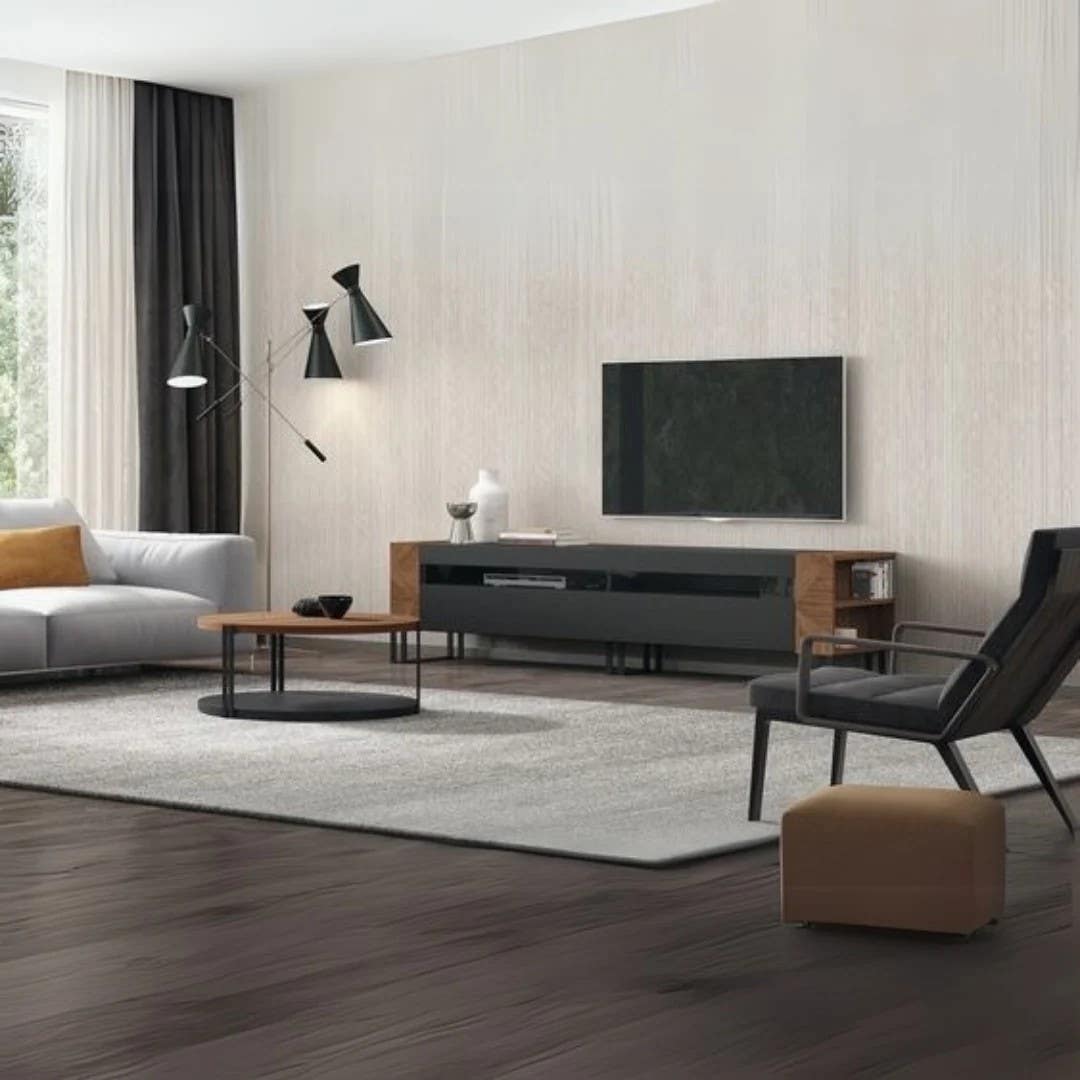 Modern Black & Brown Living Room Set | MDF | Warranty Included