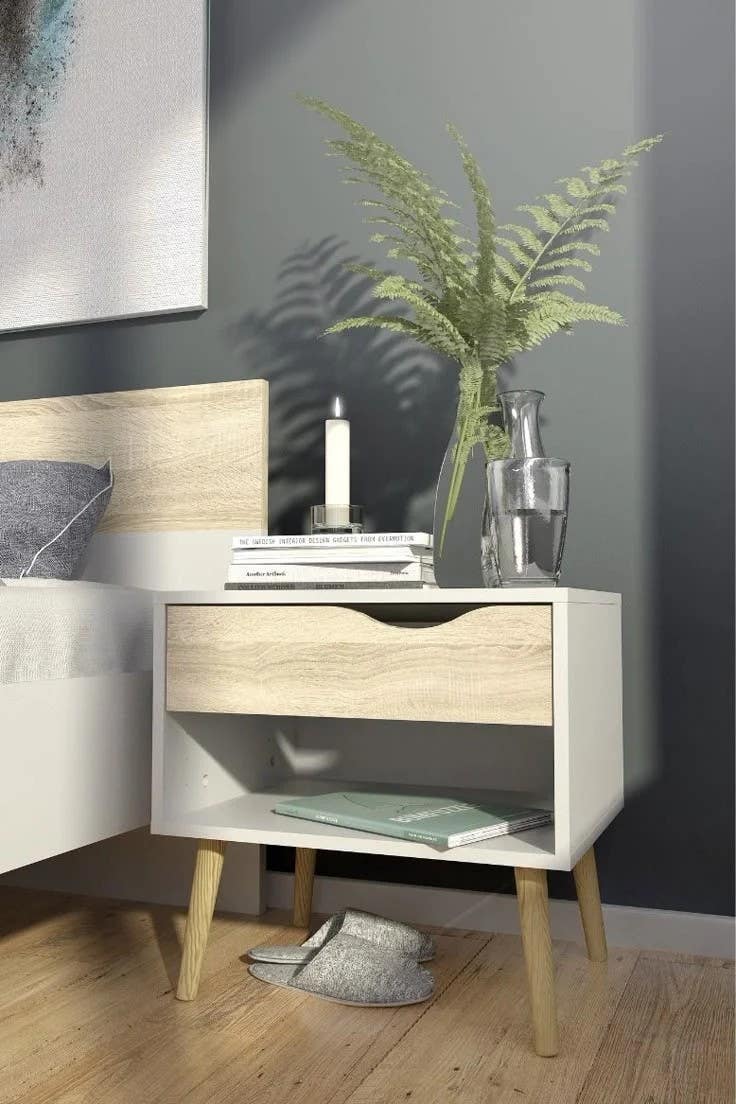 Modern Beige & White Commode | MDF | 40x40x40 | Bedroom Furniture