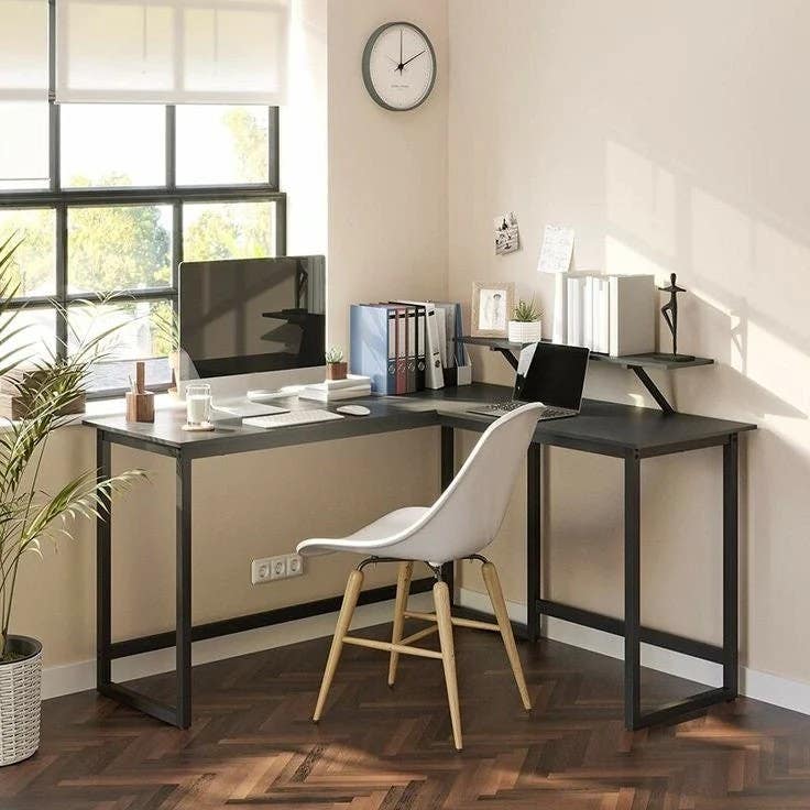 Modern Black Desk | 120x120x75 cm | MDF | Warranty | DE37